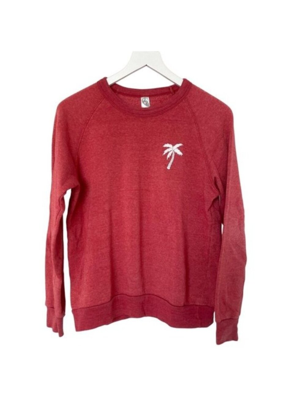 Alternative Earth Red Sweater With Palm Tree Print & Ascot And Hart Back Detail